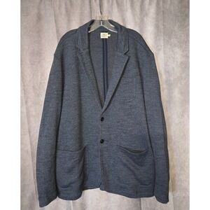 Faherty Inlet Knit Blazer Men's Size XXL Deep Navy Melange Blue Cardigan Sweater
